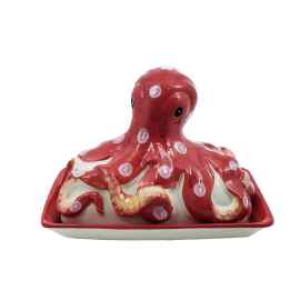 This Red Octopus Butter Dish Ceramic Blue Sky Heather Goldminc is made with love by Premier Homegoods! Shop more unique gift ideas today with Spots Initiatives, the best way to support creators.