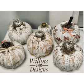 This Distressed Farmhouse Pumpkins with  Knob  Stems is made with love by Willow Chic Designs! Shop more unique gift ideas today with Spots Initiatives, the best way to support creators.