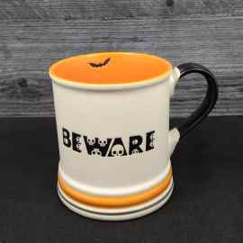 This Halloween Beware Skull Coffee Mug Beverage Tea Cup 16oz 473ml by Blue Sky is made with love by Premier Homegoods! Shop more unique gift ideas today with Spots Initiatives, the best way to support creators.