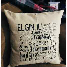 This Hometown Elgin 18” Collage Pillow is made with love by Coffee & Crafts Personalized! Shop more unique gift ideas today with Spots Initiatives, the best way to support creators.