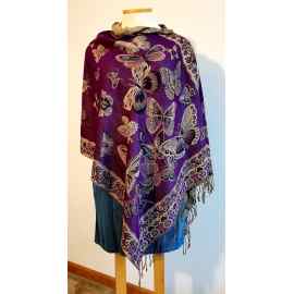 This Butterflies in Purple Haze and Gold Popover Reversible Shawlmina Shawl- Silk Blend - Fits most is made with love by The Creative Soul Sisters! Shop more unique gift ideas today with Spots Initiatives, the best way to support creators.
