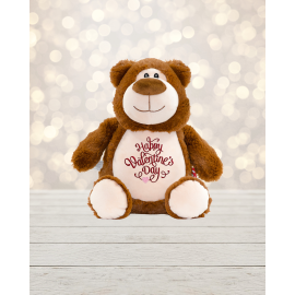 This Happy Valentine's Day Brown Teddy Bear is made with love by Sewing From The Hart! Shop more unique gift ideas today with Spots Initiatives, the best way to support creators.