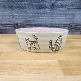 This Cat Water or Food Bowl Embossed Treat Dish in Pink and White By Blue Sky is made with love by Premier Homegoods! Shop more unique gift ideas today with Spots Initiatives, the best way to support creators.