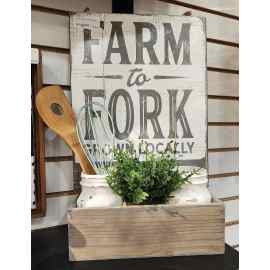 This Upcycled Farm To Fork Utensil Holder is made with love by Perfectly Imperfect Home Boutique! Shop more unique gift ideas today with Spots Initiatives, the best way to support creators.