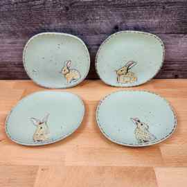This Easter Bunny Embossed Set of Plate 4 Aqua Color 5" (13cm) by Blue Sky Clayworks is made with love by Premier Homegoods! Shop more unique gift ideas today with Spots Initiatives, the best way to support creators.