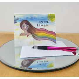 This I see You - 4 1/4 x 5 1/2 inch Pride Note Card & Envelope, blank inside is made with love by Studio Patty D! Shop more unique gift ideas today with Spots Initiatives, the best way to support creators.