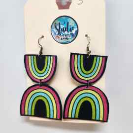 This Fishhook Pierced Earrings - Black Rainbows is made with love by Studio Patty D! Shop more unique gift ideas today with Spots Initiatives, the best way to support creators.