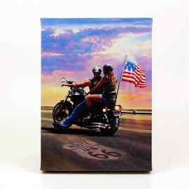 This LED Lit Tabletop Picture Art of Bikers Riders on Route 66 with American Flag is made with love by Premier Homegoods! Shop more unique gift ideas today with Spots Initiatives, the best way to support creators.
